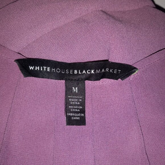 WHBM M Tunic Blouse Tank Top Purple Sleeveless Tie Waist Notched Neckline Sheer - Picture 3 of 9